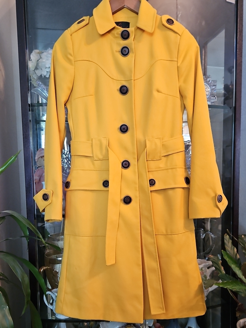Vintage Y2K Via by Victoria's Secret Gold Trench Coat Size 0 RN 38843